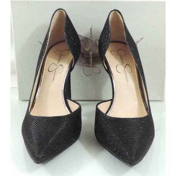 Jessica Simpson Claudette D'Orsay Dress Pump Heels Black Sparkle Mesh - Picture 4 of 7